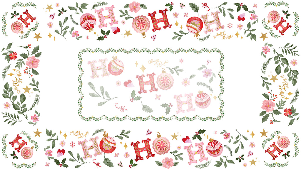 Ho Ho Ho tablecloth in mixed linen, 180x320 cm, Ho Ho Ho Christmas print
