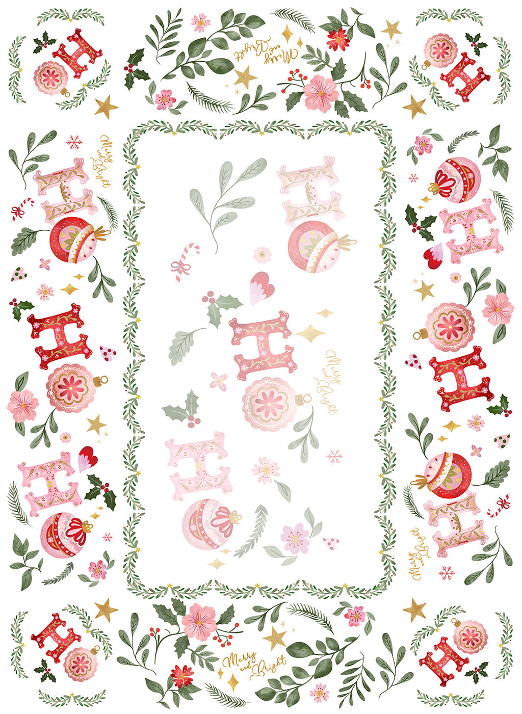 Ho Ho Ho kitchen towel variant 2 in mixed linen, Ho Ho Ho Christmas print