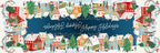 Happy Holidays runner in mixed linen, 50x150 cm, festive greeting print