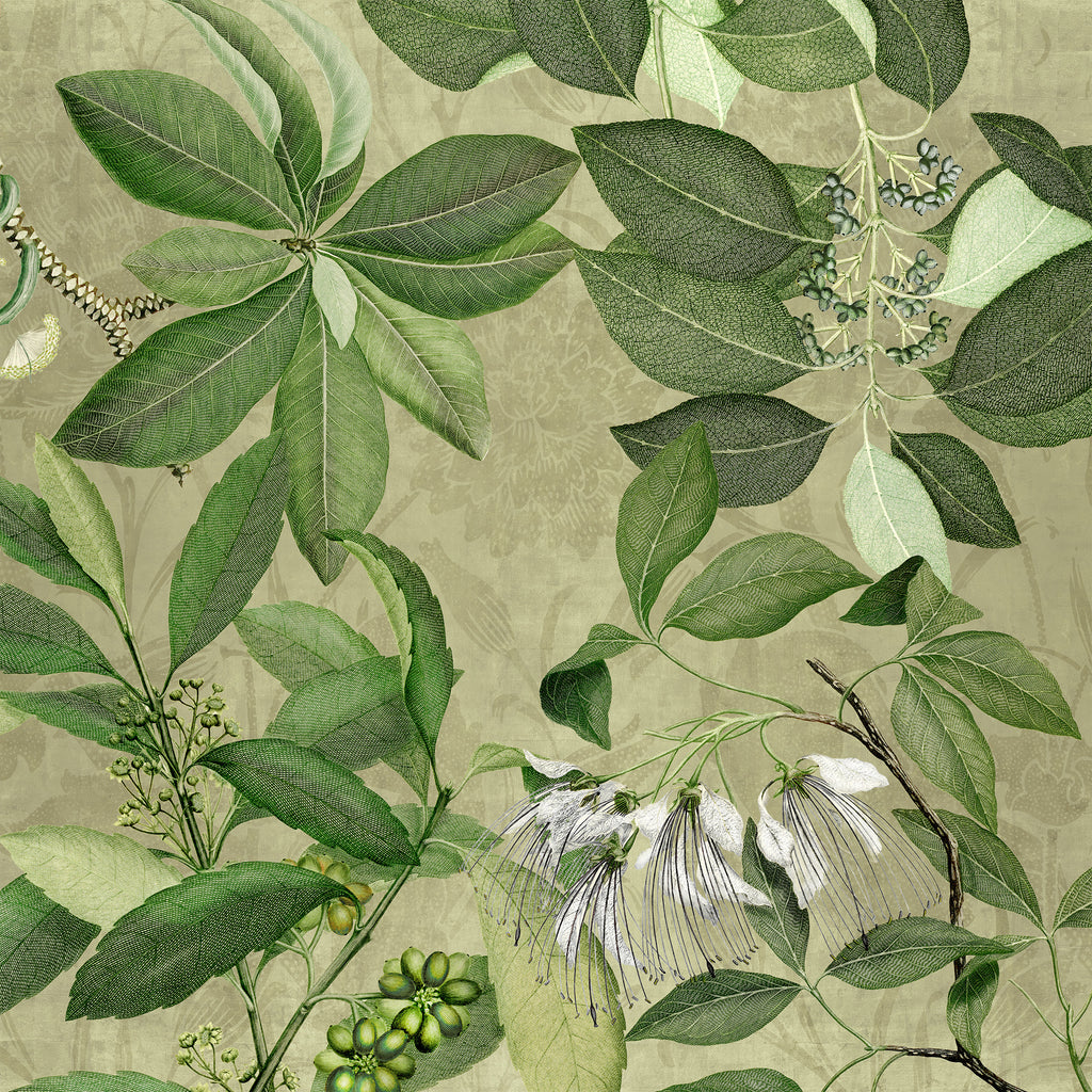 Hedycarya tablecloth premium linen in 180x180 cm with digitally printed decorative design