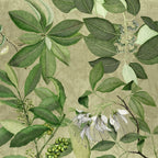 Hedycarya tablecloth premium linen in 180x180 cm with digitally printed decorative design