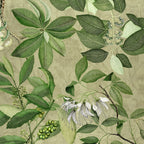 Hedycarya tablecloth premium linen in 180x180 cm with digitally printed decorative design