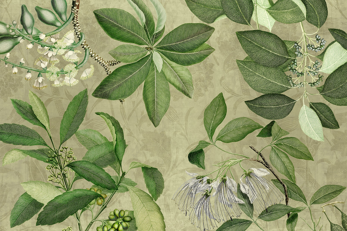 Hedycarya tablecloth premium linen in 150x250 cm with digitally printed decorative design