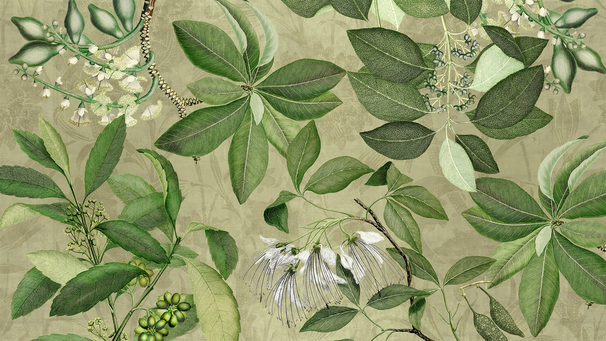 Hedycarya tablecloth premium linen in 180x270 cm with digitally printed decorative design