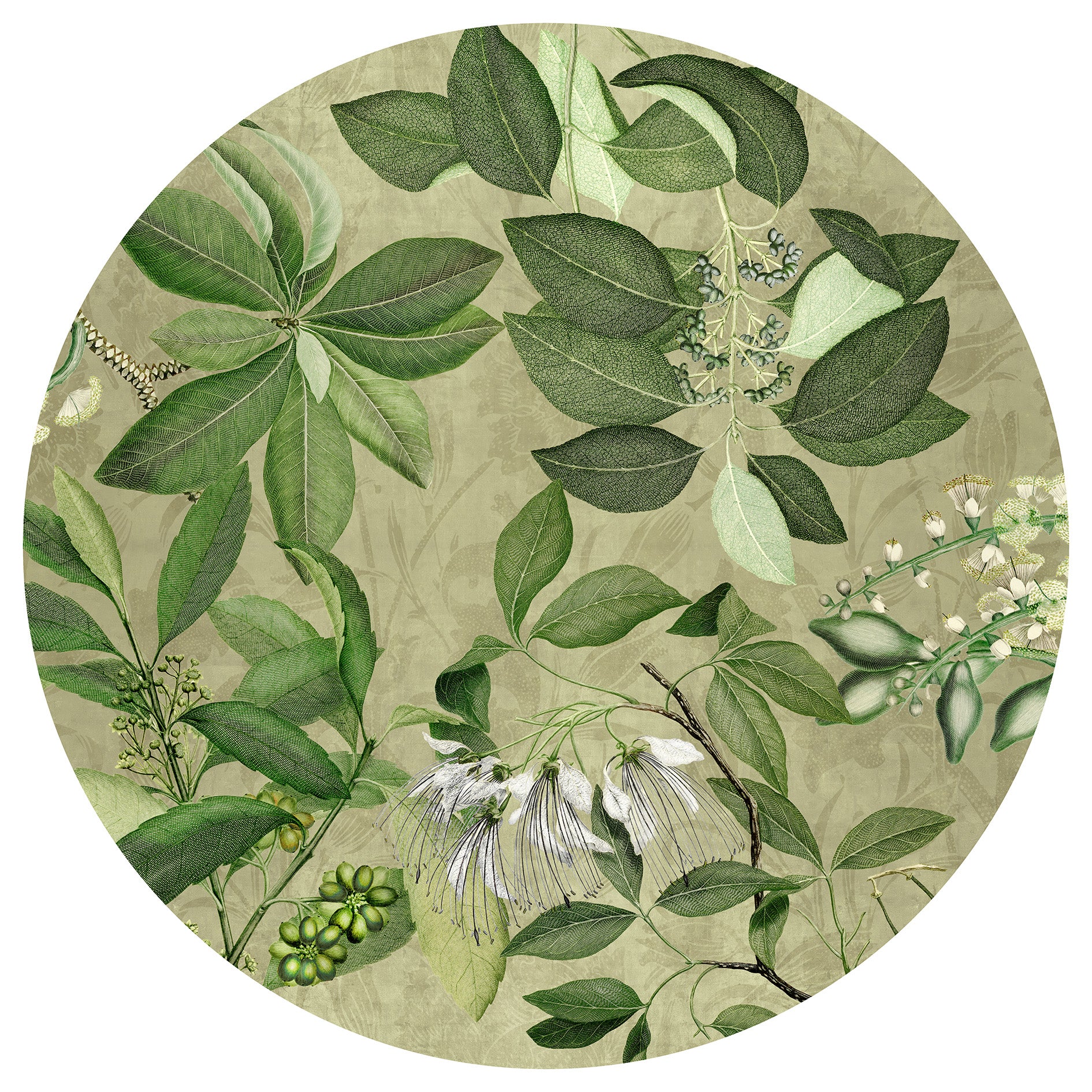 Hedycarya tablecloth premium linen in 110x110 cm with digitally printed decorative design