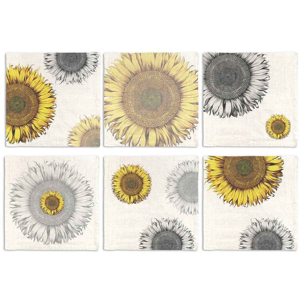 Set of 6 Napkins Helianthus 100% Made in Italy