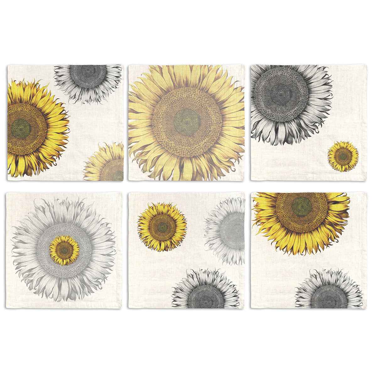 Set of 6 Napkins Helianthus 100% Made in Italy