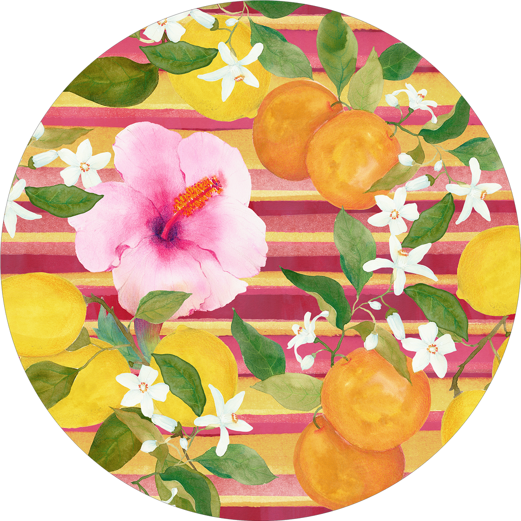 Set of 2 round hardboard placemats «Ibiscus» 100% Made in Italy - The Napking