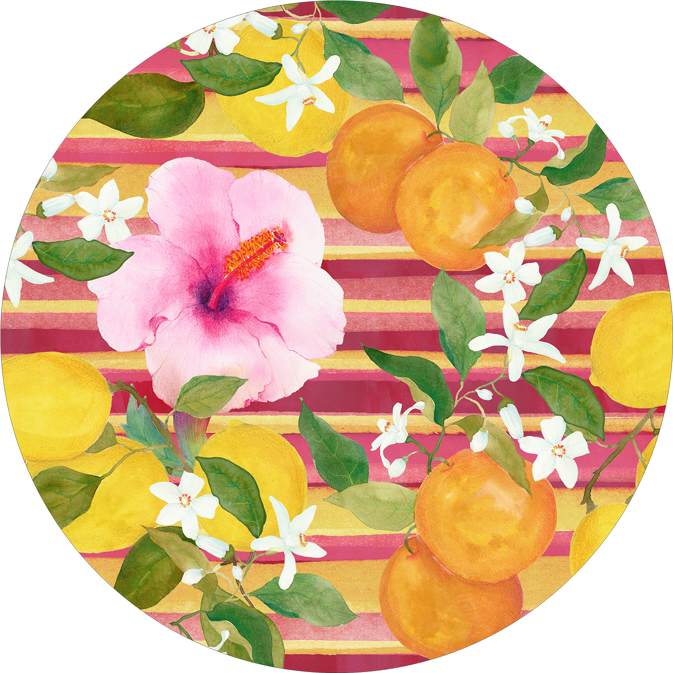 Set of 2 round hardboard placemats «Ibiscus» 100% Made in Italy - The Napking