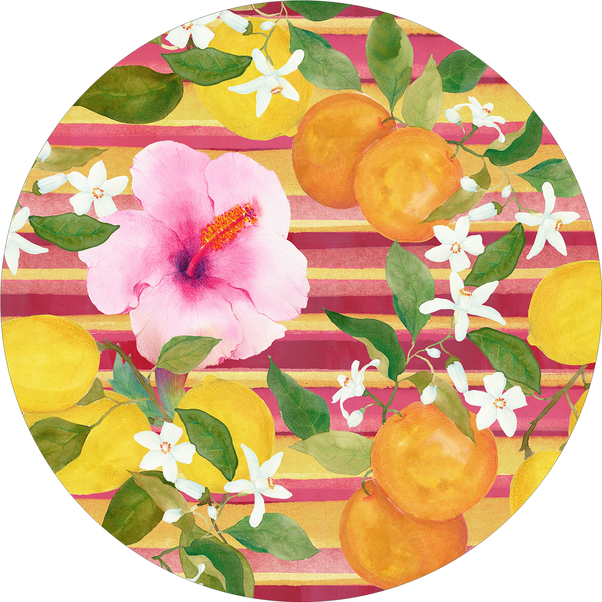 Set of 2 round hardboard placemats «Ibiscus» 100% Made in Italy - The Napking