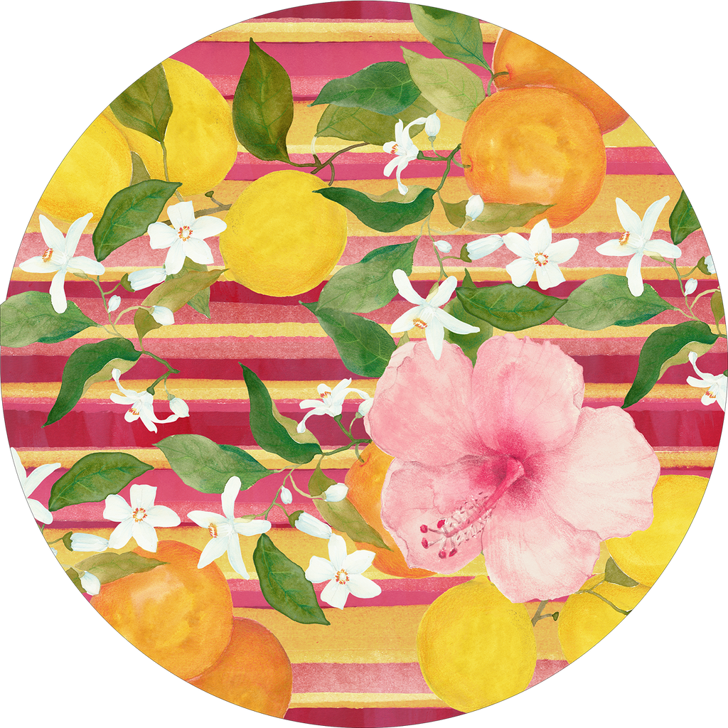 Set of 2 round hardboard placemats «Ibiscus» 100% Made in Italy - The Napking