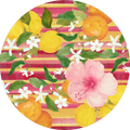 Set of 2 round hardboard placemats «Ibiscus» 100% Made in Italy - The Napking