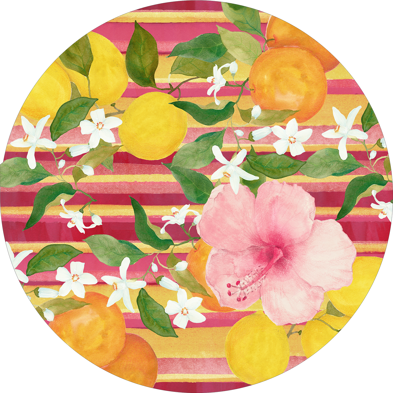 Set of 2 round hardboard placemats «Ibiscus» 100% Made in Italy - The Napking