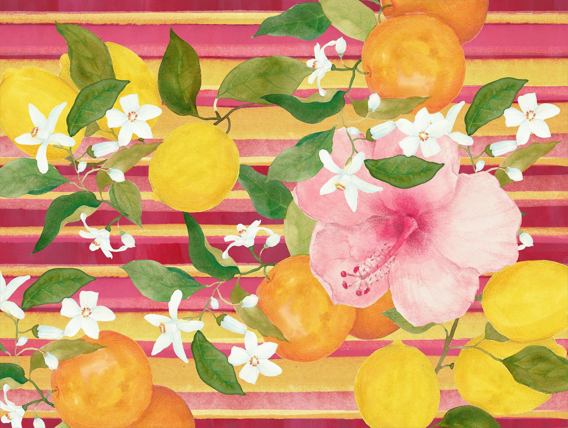 Set of 2 rectangular hardboard placemats «Ibiscus», 100% Made in Italy