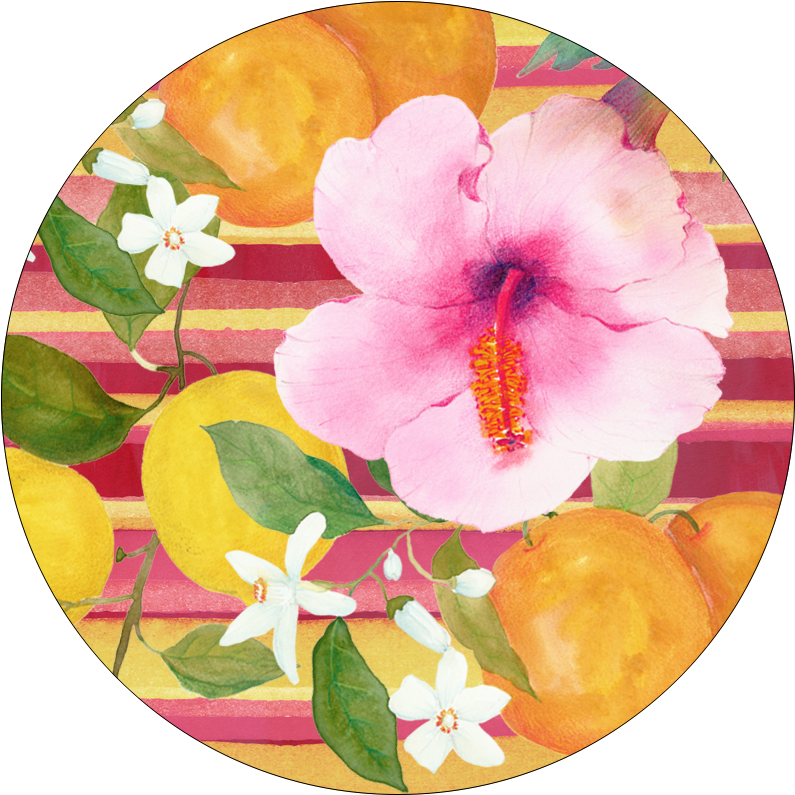 Set of 2 coasters «Ibiscus» wood and cork - 100% Made in Italy