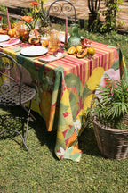 Premium Linen Tablecloth «Ibiscus» 100% Made in Italy