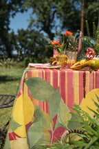 Premium Linen Tablecloth «Ibiscus» 100% Made in Italy
