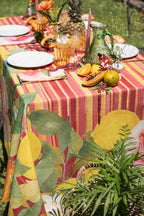 Premium Linen Tablecloth «Ibiscus» 100% Made in Italy