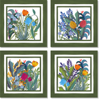 Set of 4 Napkins Satin Jardin Magique 100% Made in Italy