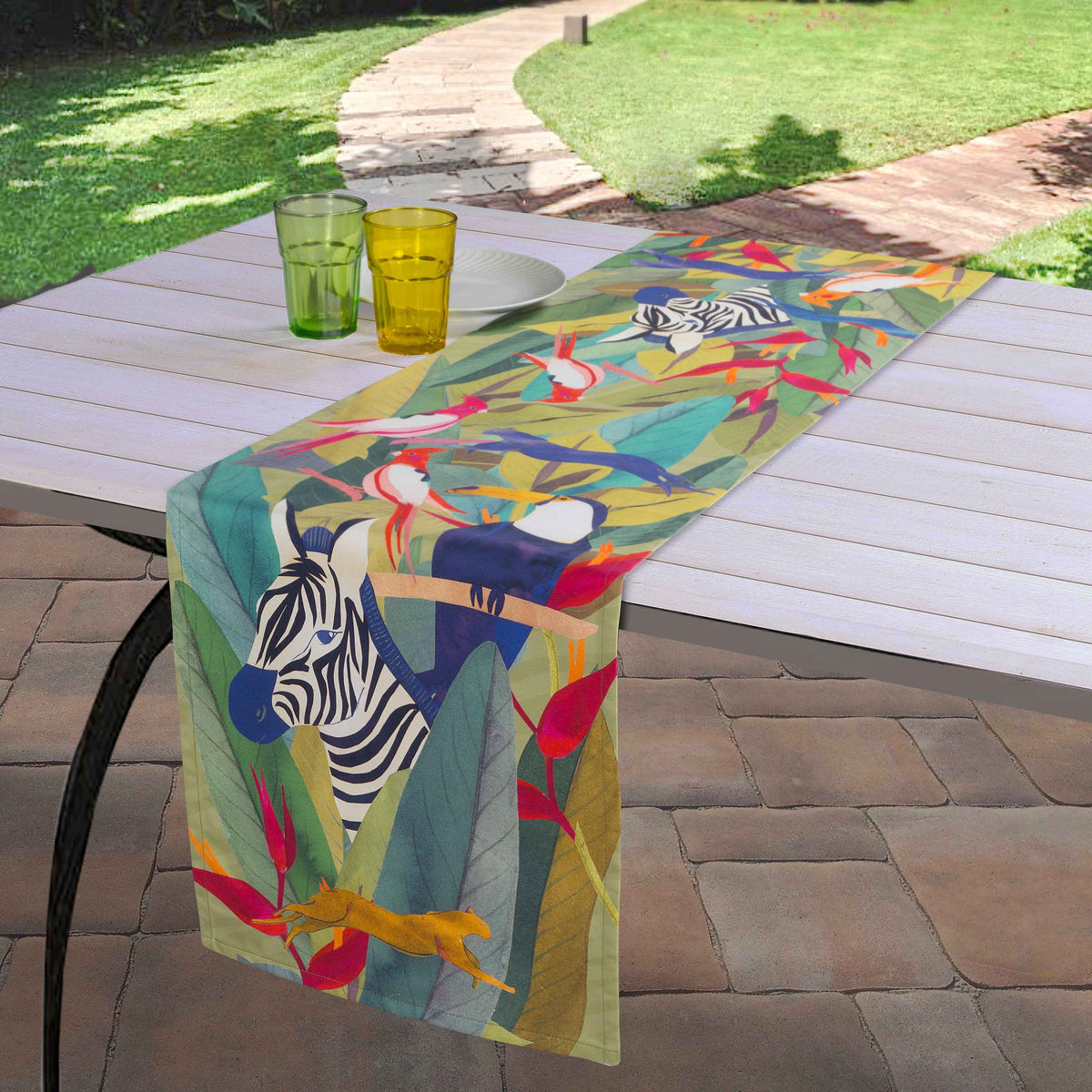 Cotton Satin Runner «Jungle» 100% Made in Italy