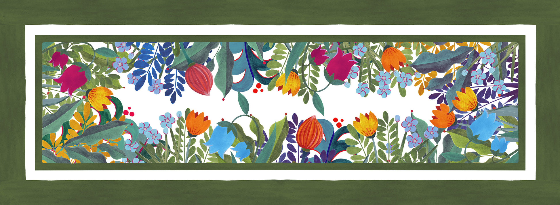 Cotton Satin Runner Jardin Magique 100% Made in Italy