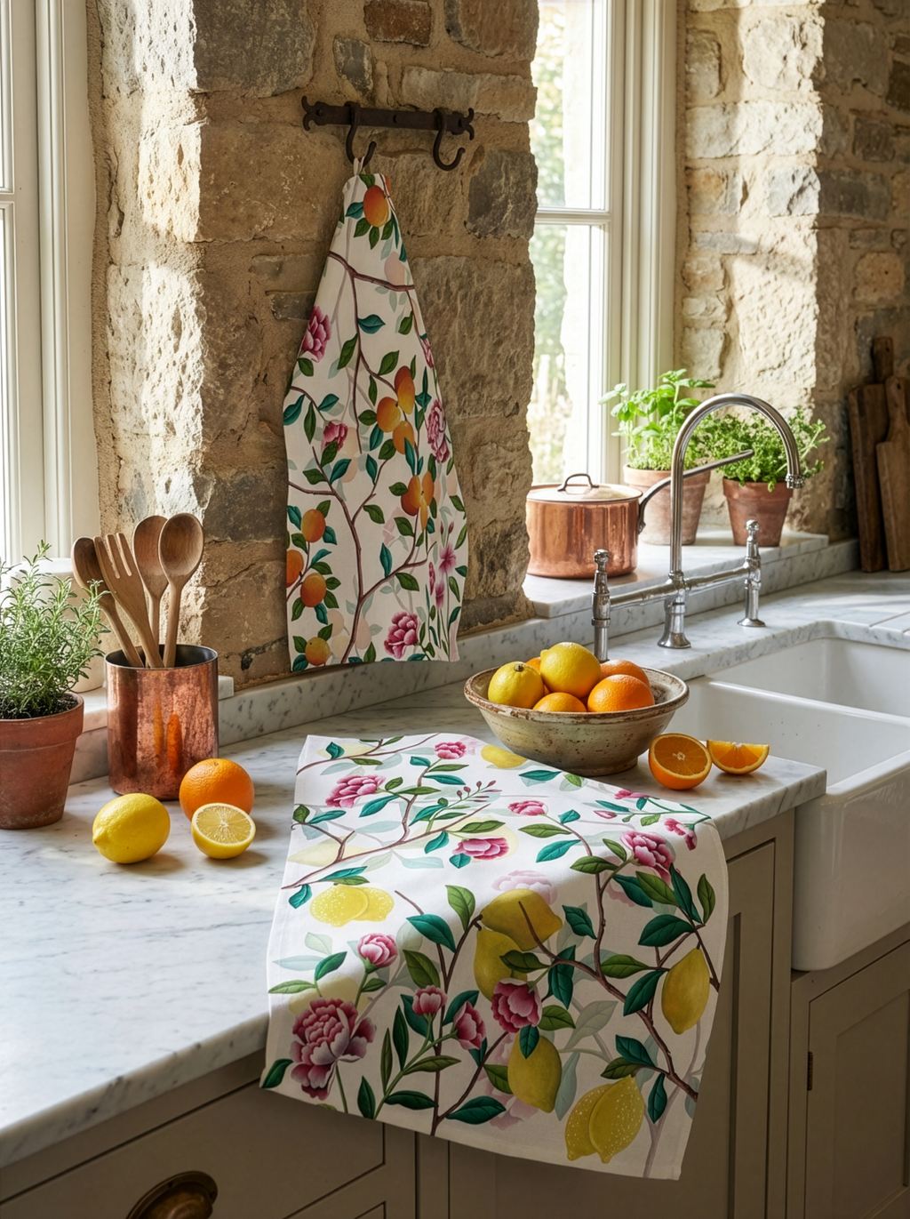 Kitchen Towels Les Agrumes, Premium Quality Linen