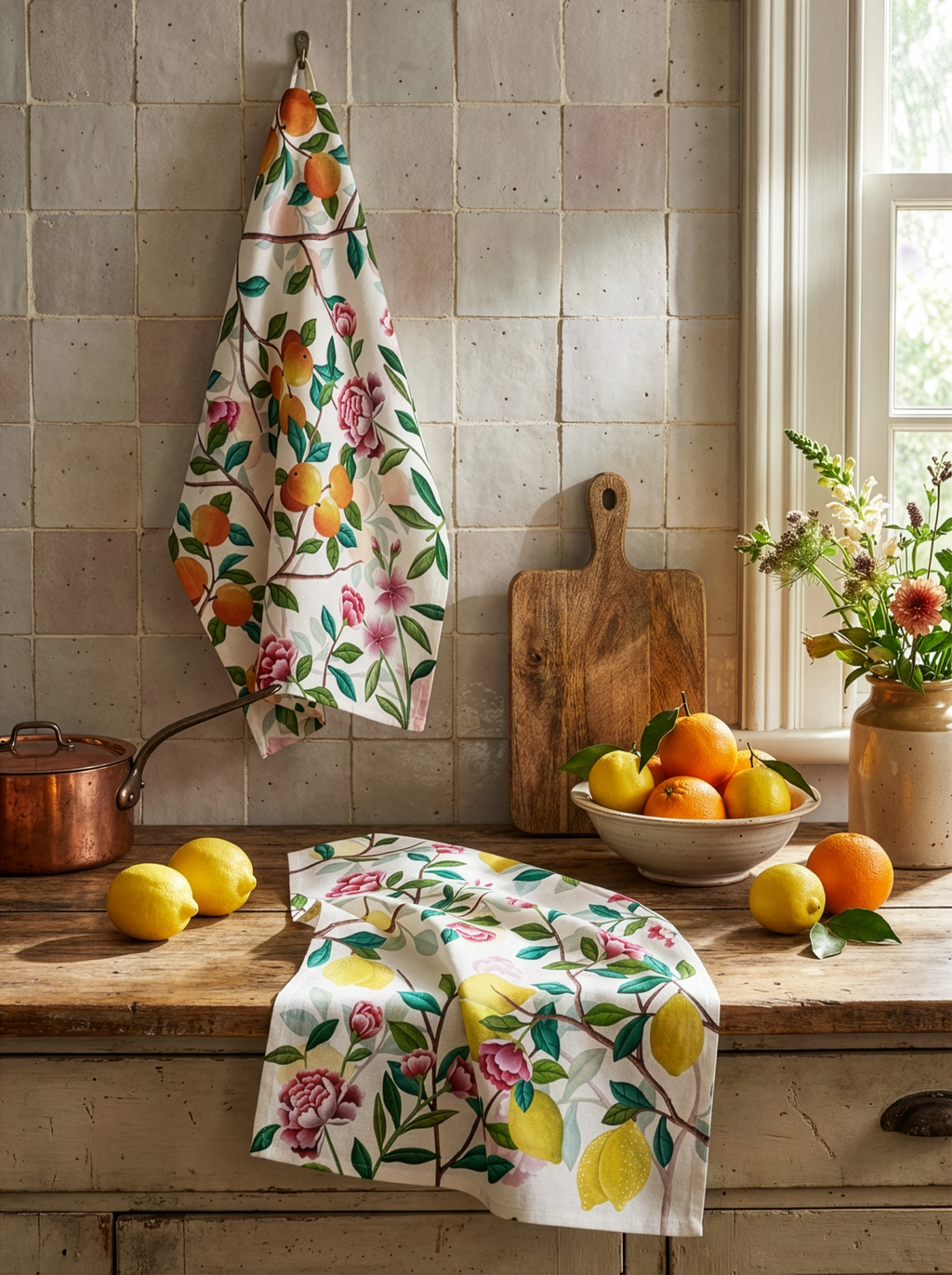 Kitchen Towels Les Agrumes, Premium Quality Linen