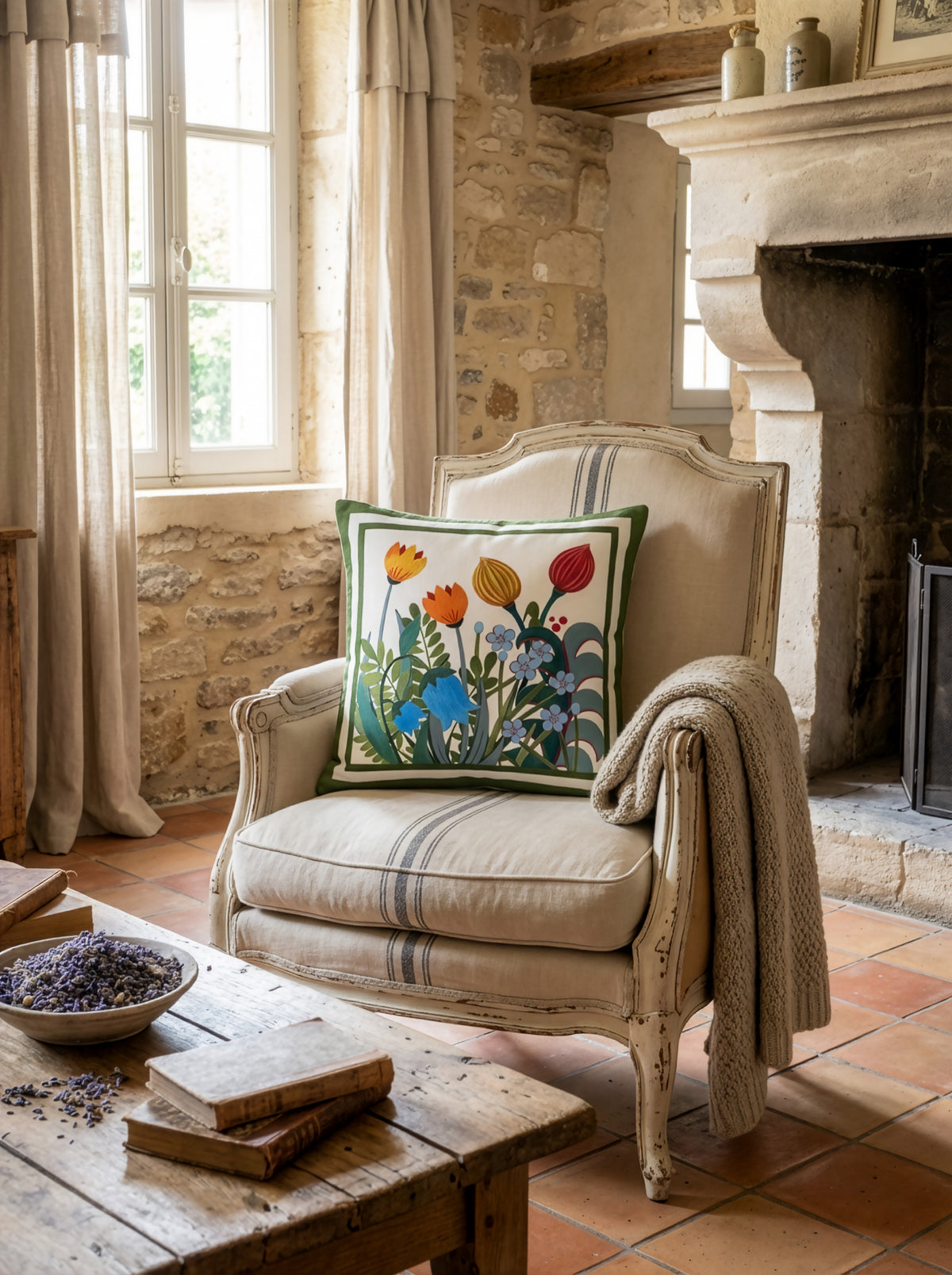 Coussin en toile Jardin Magique, 100 % fabriqué en Italie