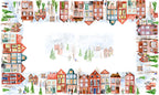 Jolin tablecloth in mixed linen, 150x250 cm, illustrated festive print