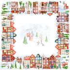 Jolin tablecloth in mixed linen, 180x180 cm, illustrated festive print