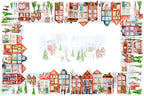 Jolin tablecloth in mixed linen, 180x270 cm, illustrated festive print