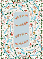Landscapes kitchen towel variant 1 in mixed linen, winter landscape print