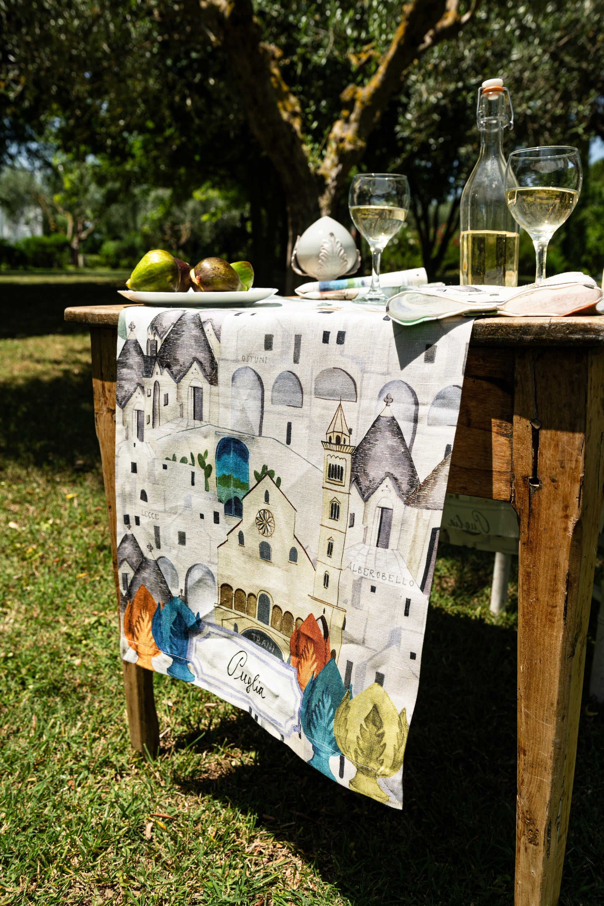 Pure Linen Runner «Puglia» 100% Made in Italy