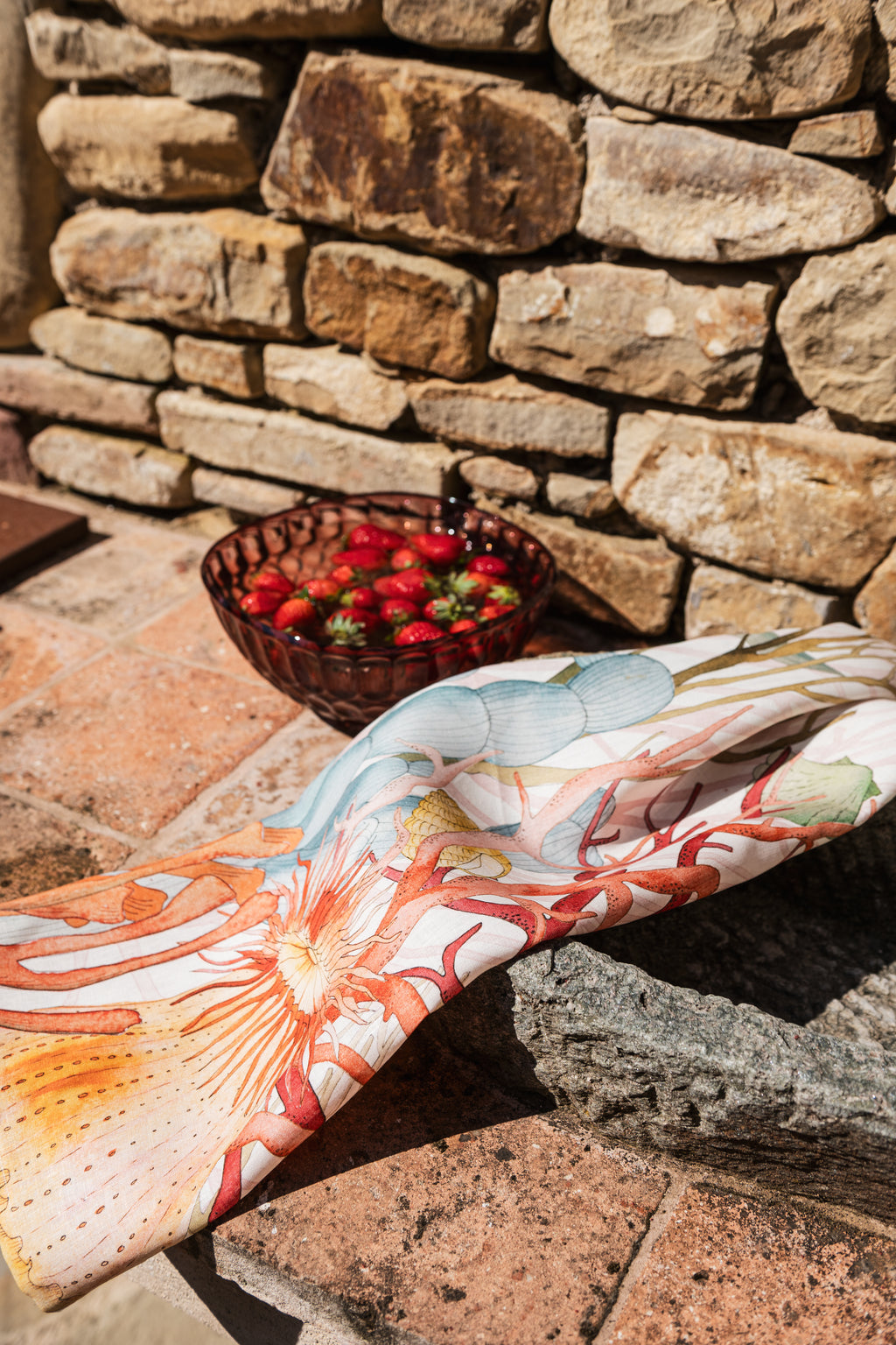 Kitchen Towels «Corals», Premium Quality Linen 100% Made in Italy - The Napking