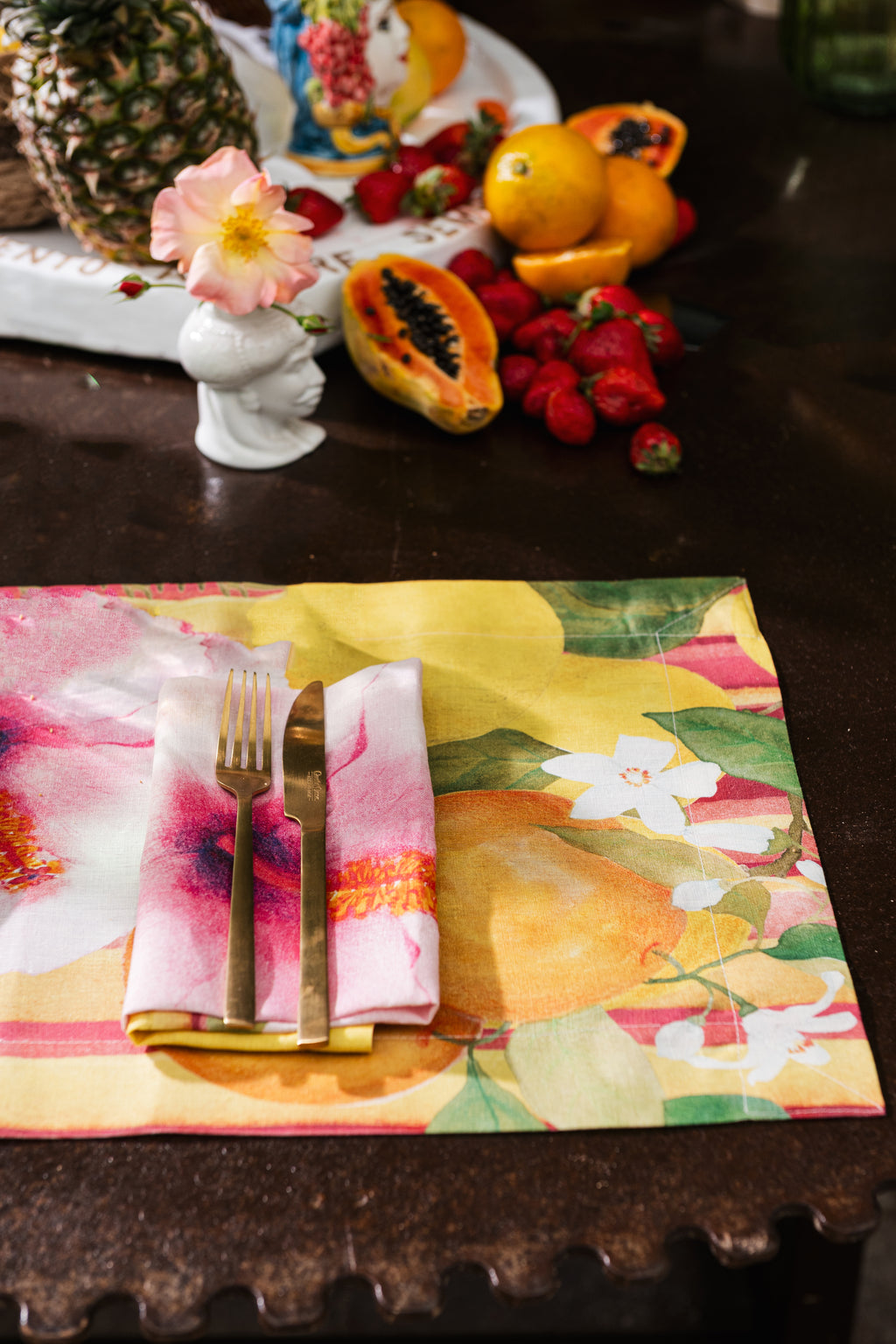 Set of 4 Placemats «Ibiscus» Premium quality Linen - The Napking