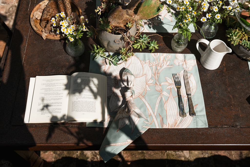 Set of 4 Placemats «Amelie» Cotton Satin 100% Made in Italy - The Napking