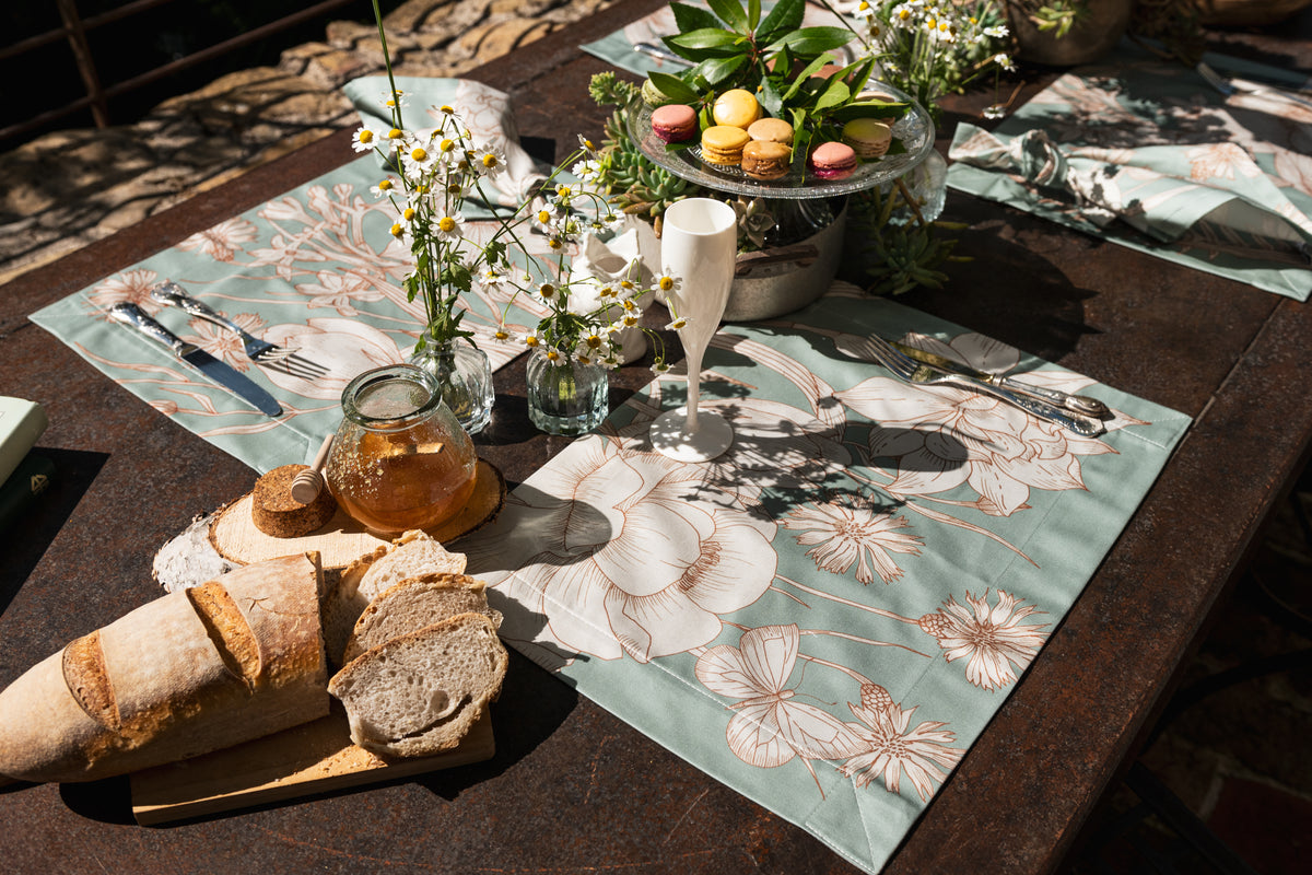 Set of 4 Placemats «Amelie» Cotton Satin 100% Made in Italy - The Napking