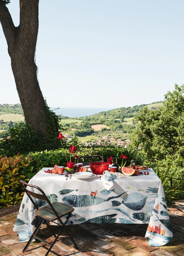 Nappe en lin « Oltremare », 100 % fabriquée en Italie