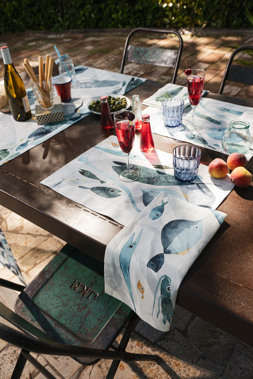 Set of 4 Placemats «Oltremare» Linen 100% Made in Italy - The Napking