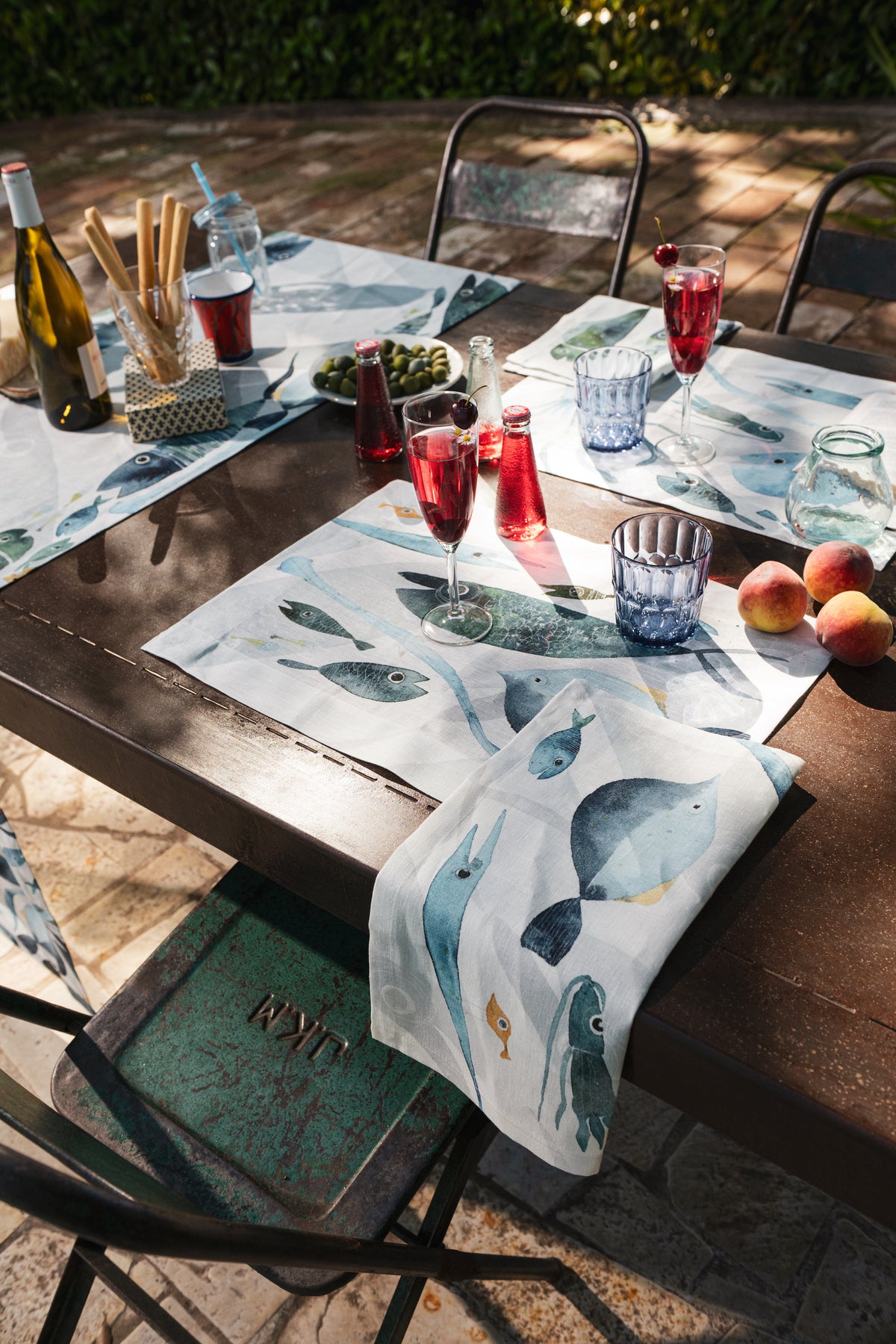 Set of 4 Placemats «Oltremare» Linen 100% Made in Italy - The Napking