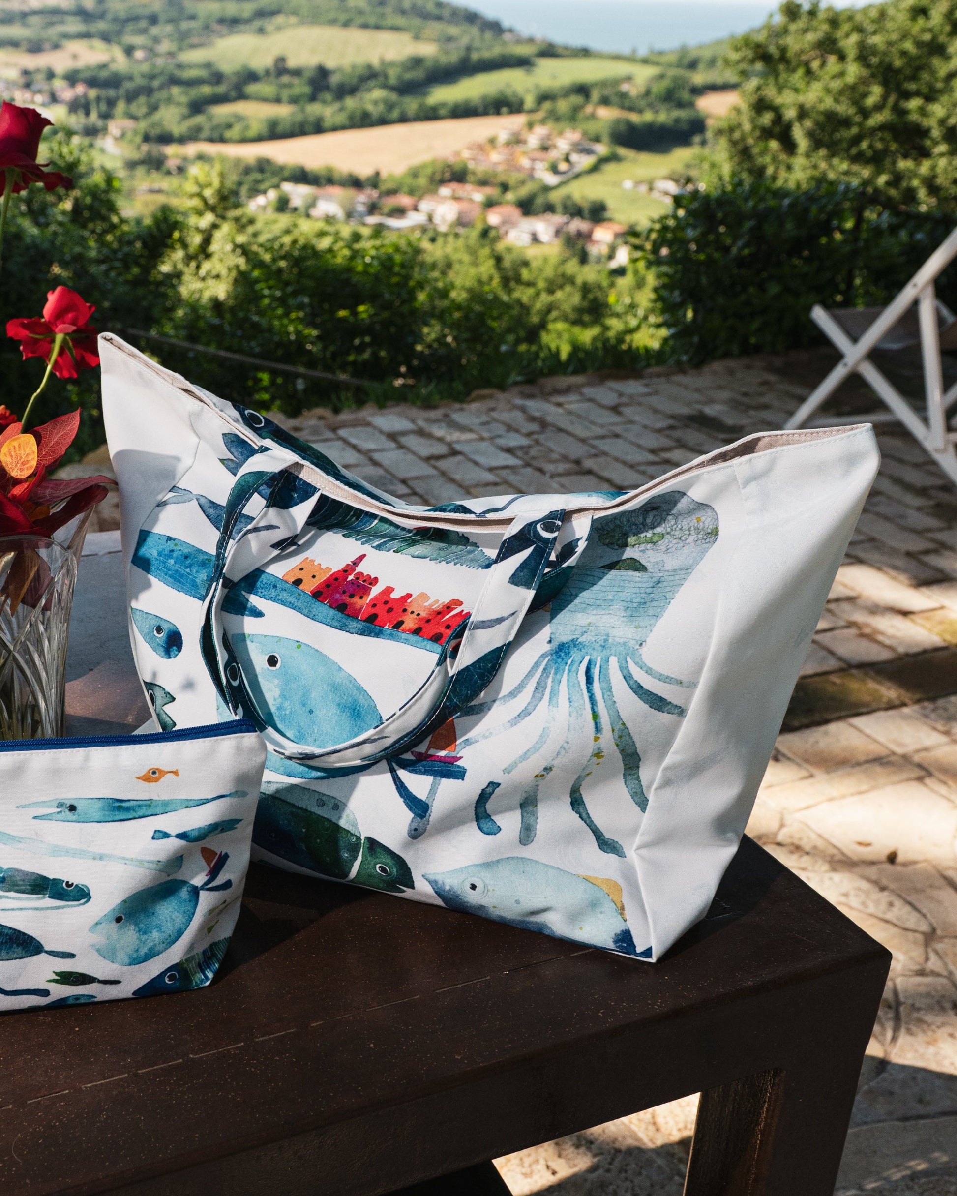 Cotton Shopper bag «Oltremare», 100% Made in Italy