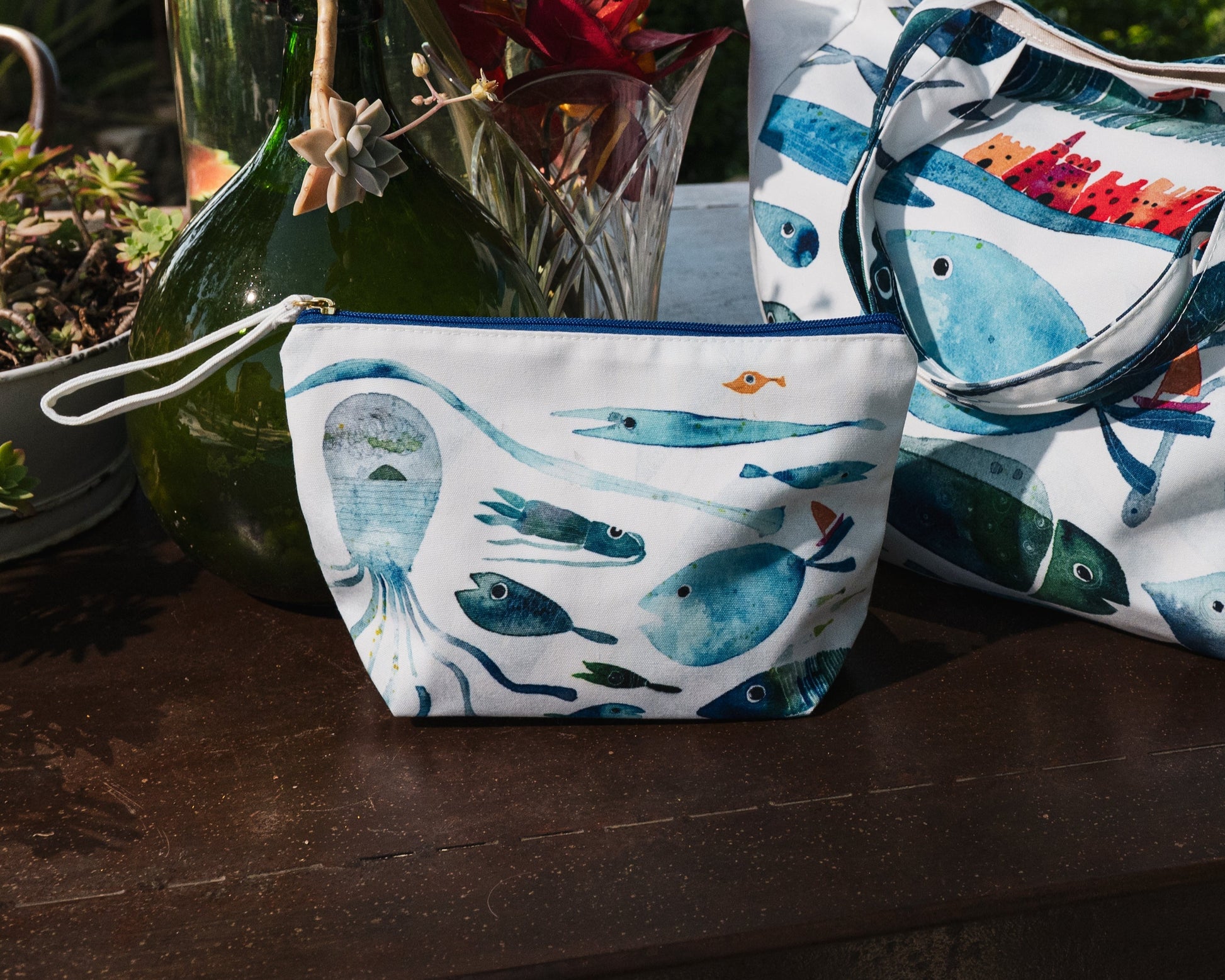 Cotton Pochette «Oltremare», 100% Made in Italy - The Napking