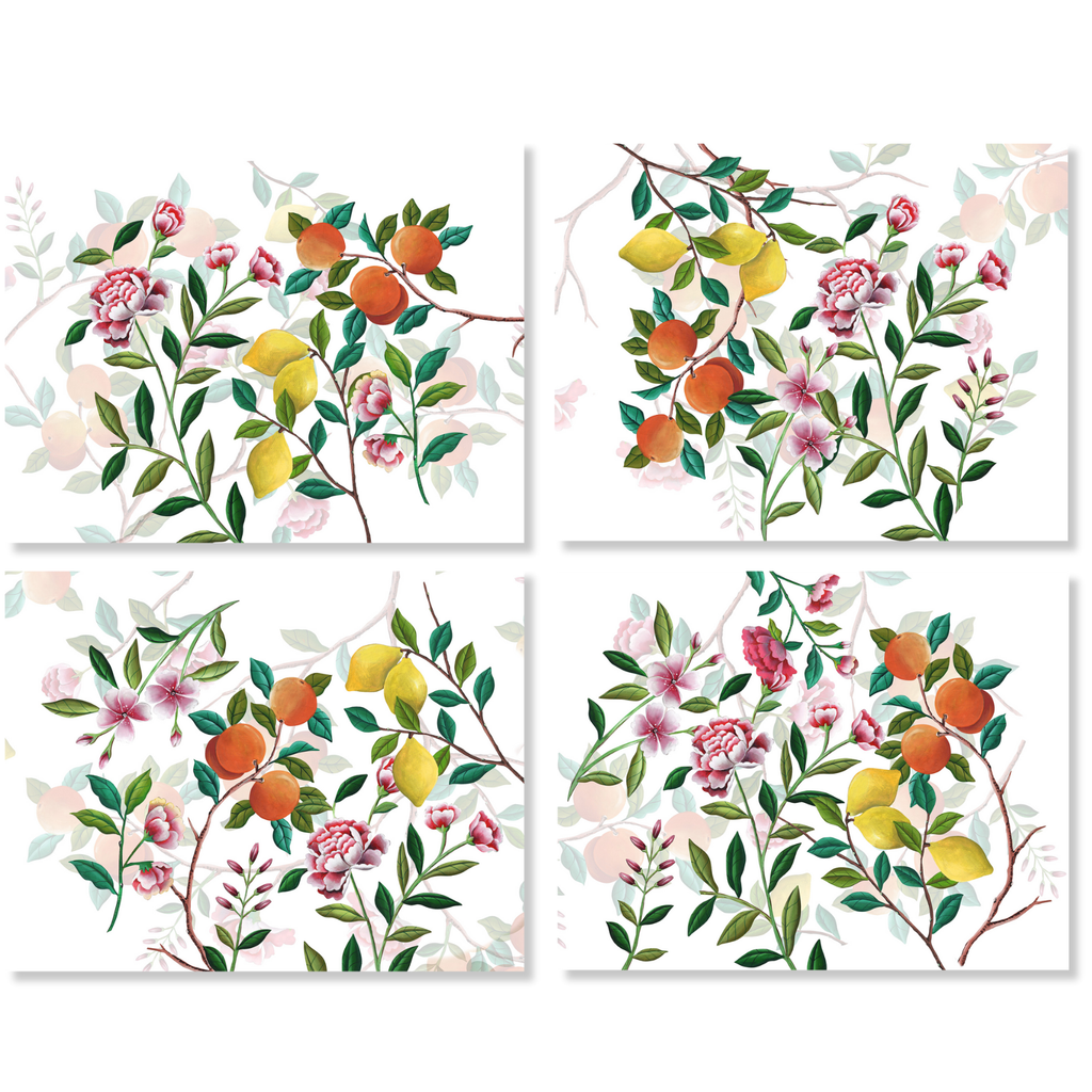 Set of 4 Placemats Les Agrumes Premium quality Linen
