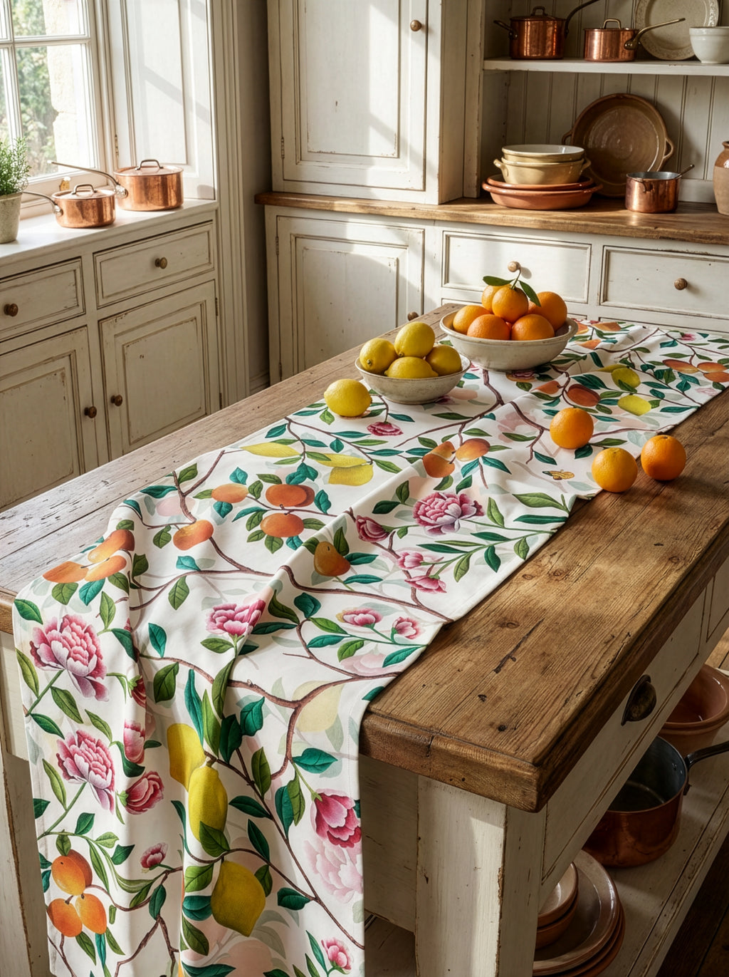 Premium Linen Runner Les Agrumes 100% Made in Italy