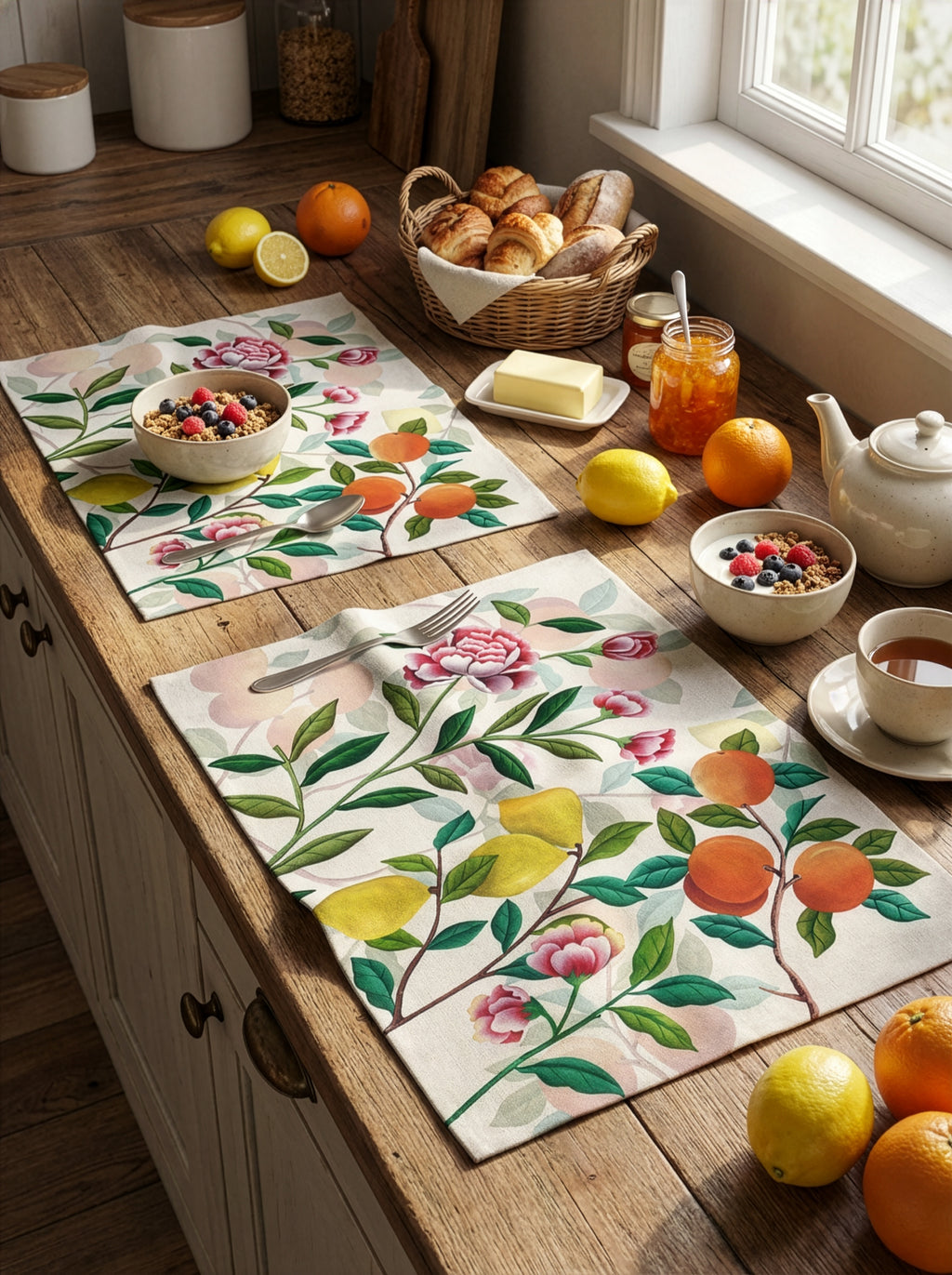 Set of 4 Placemats Les Agrumes Premium quality Linen