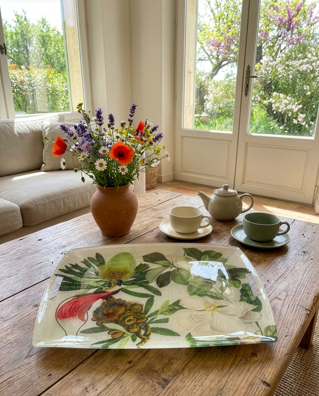 Loma Tray Acrylic and Printed Linen 54x43 by The Napking