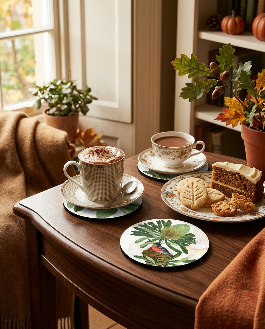 Loma Set of 2 Coasters Wood and Cork