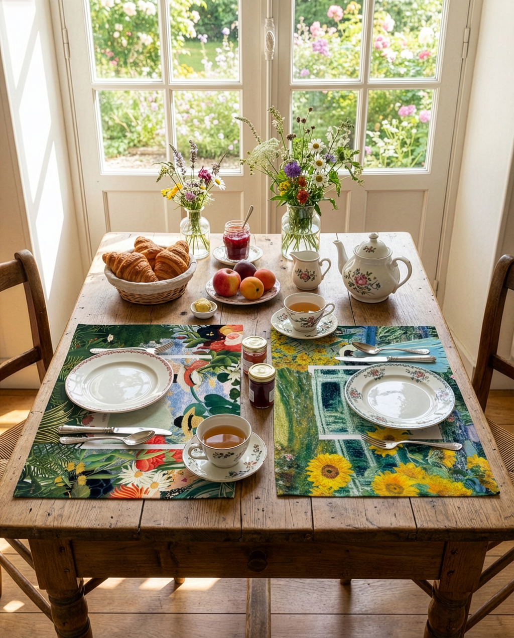 Set of 2 Placemats Set in Panama Cotton Love story