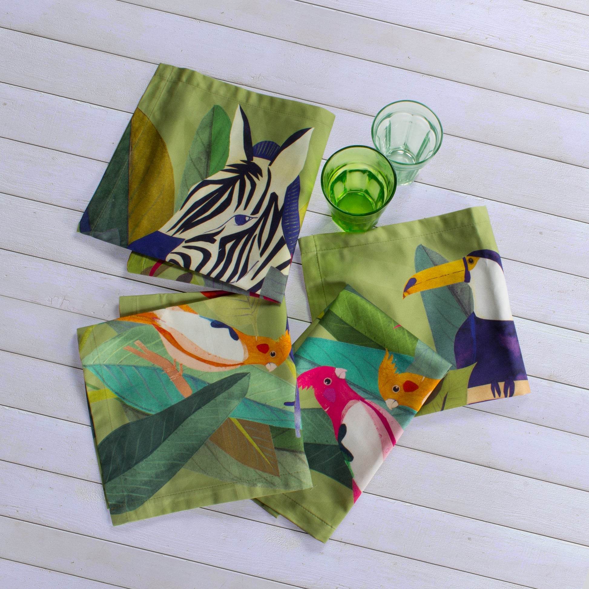Set of 4 Napkins Satin «Jungle» 100% Made in Italy