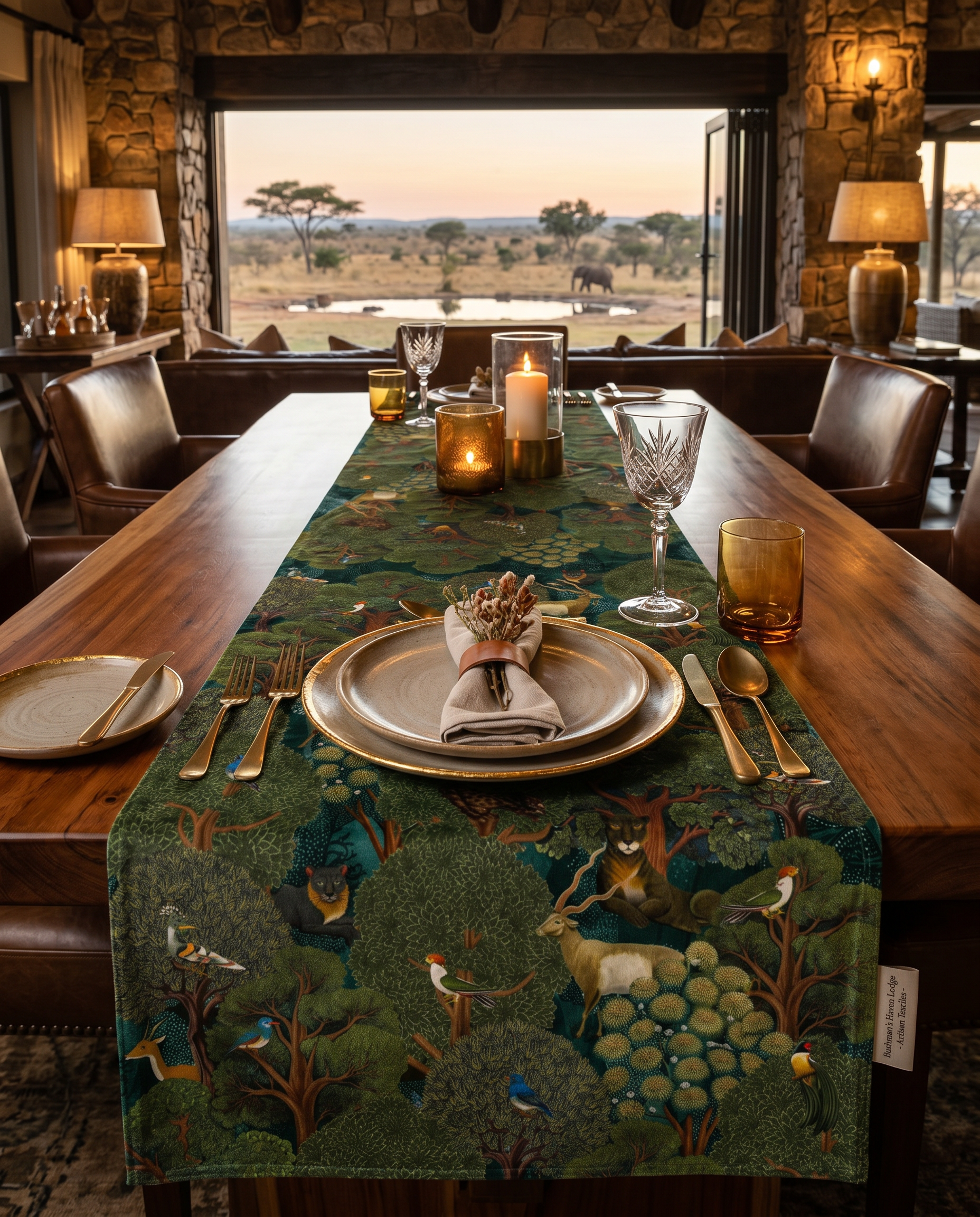 Madikwe Runner Premium Linen with safari-inspired print